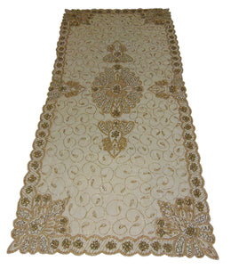 Golden Embroidered  6 seat Dining Table Cover