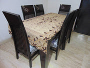 Golden Embroidered  6 seat Dining Table Cover