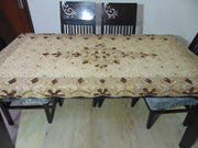Golden Embroidered  6 seat Dining Table Cover
