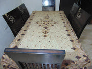 Golden Embroidered  6 seat Dining Table Cover