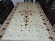 Golden Embroidered  6 seat Dining Table Cover