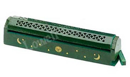 WOODEN COFFIN INCENSE BURNER