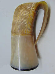 carved Viking Drinking Horn Mug
