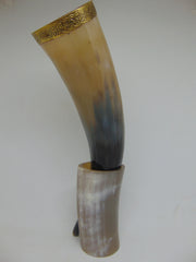 Horn Large Viking Drinking Horn with Stand  Beer Mug