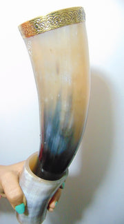 Horn Large Viking Drinking Horn with Stand  Beer Mug