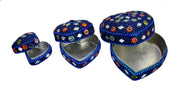A Set of 3pcs Glitter Mirror Work Beaded Jewellery Boxes Lac Item (Multi)