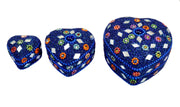 A Set of 3pcs Glitter Mirror Work Beaded Jewellery Boxes Lac Item (Multi)