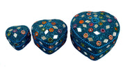 A Set of 3pcs Glitter Mirror Work Beaded Jewellery Boxes Lac Item (Multi)