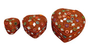 A Set of 3pcs Glitter Mirror Work Beaded Jewellery Boxes Lac Item (Multi)