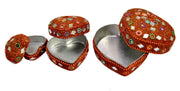 A Set of 3pcs Glitter Mirror Work Beaded Jewellery Boxes Lac Item (Multi)