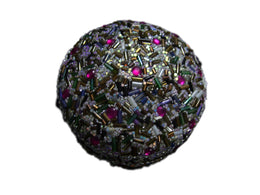 NON GLITTER ROUND BOX WITH MULTICOLOR BEAD