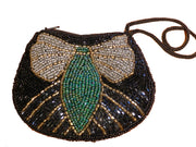 BEADED COIN WRIST HAND BAG