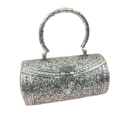 Silver Brass Metal bag Bridal Clutch Party Purse
