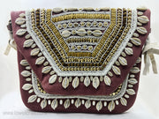 Shell sequin embellished banjara  Boho bag clutch
