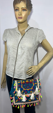 Multicolor Hand Embroidered Boho Clutch Purse Bag