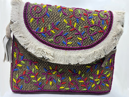 Multicolor Hand Embroidered Boho Clutch Purse Bag