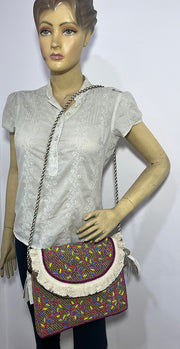 Multicolor Hand Embroidered Boho Clutch Purse Bag