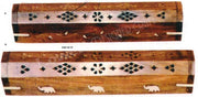 WOODEN FLOWER INCENSE HOLDER BOX