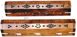WOODEN FLOWER INCENSE HOLDER BOX