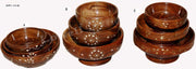 BRASS WORK WOODEN SERVING BOWL SET