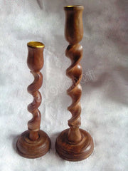 MANGO WOOD CANDLE SPIRAL DESIGN