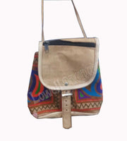 INDIAN HANDMADE LEATHER BAG BACKPACK EMBROIDED VINTAGE LOOK ETHNIC BAG