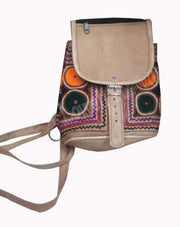 INDIAN HANDMADE LEATHER BAG BACKPACK EMBROIDED VINTAGE LOOK ETHNIC BAG