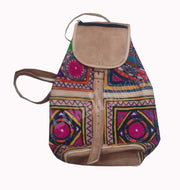 INDIAN HANDMADE LEATHER BAG BACKPACK EMBROIDED VINTAGE LOOK ETHNIC BAG