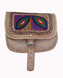 ARI EMBROIDERY LEATHER LONG SHOULDER HANDLE BAG