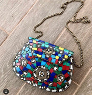 HANDMADE VINTAGE METAL CLUTCH SLING BAG