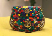 VINTAGE METAL ETHNIC CLUTCH SLING BAG
