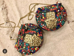 VINTAGE STYLE MULTI COLOR MOSAIC STONE BAG