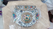 ETHNIC VINTAGE INDIAN MOSAIC METAL CLUTCH