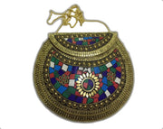 MOSAIC INDIAN HANDMADE MOSAIC METAL CLUTCH PURSE EVENING BAG