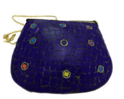 BLUE MOSAIC WOMEN CHAIN CLUTCH BOX BAG METAL PURSE