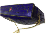 BLUE MOSAIC WOMEN CHAIN CLUTCH BOX BAG METAL PURSE