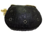 BLACK MOSAIC WOMEN CHAIN CLUTCH BOX BAG METAL PURSE