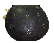 BLACK PALM MOSAIC WOMEN CHAIN CLUTCH BOX BAG METAL PURSE