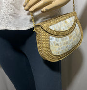 Mother Of Pearl Mosaic Metal Clutch Bag