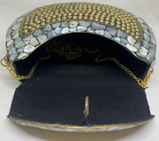 Handcrafted MOP Mosaic metal Clutch Bag