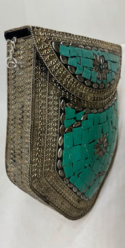 Pentagonal Metal Mosaic Clutch Bag