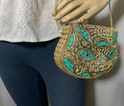 Brass Decoration Eye Clutch Bag