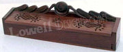 CARVED WOOD COFFIN INCENSE BURNER