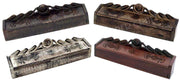 CARVED WOOD COFFIN INCENSE BURNER