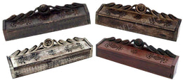 CARVED WOOD COFFIN INCENSE BURNER