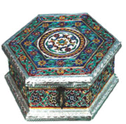 FULL MEENA WORK HEXAGONAL DRY FRUIT BOX(7.5