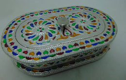 Oval Shape Pan Dan Oxidized Box(4.5