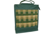 Big Vertical Bamboo Mat Jute Tote Bag