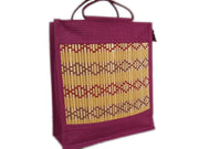Big Vertical Bamboo Mat Jute Tote Bag