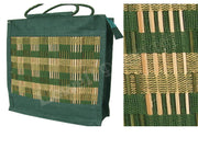 Big Vertical Bamboo Mat Jute Tote Bag